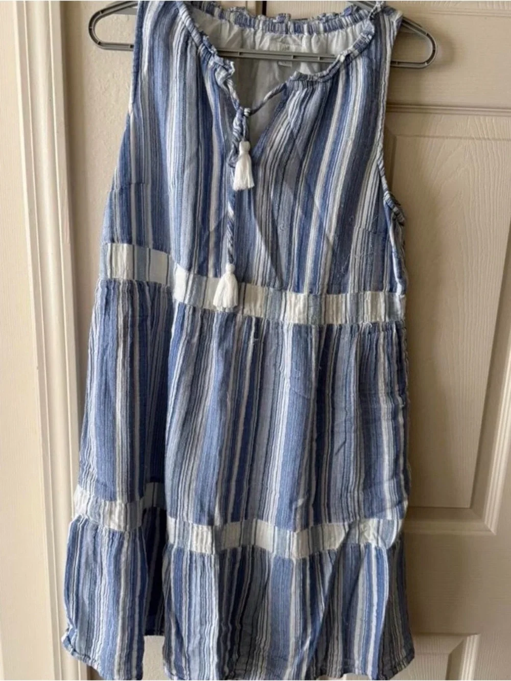 J. Crew Blue and White Striped Mini Dress